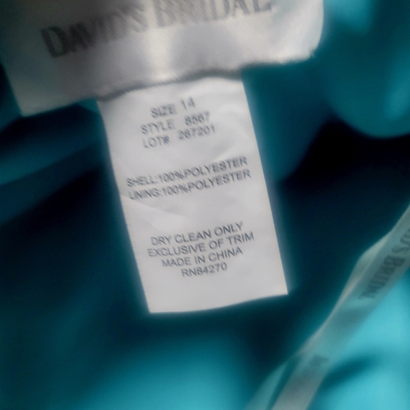 David's Bridal Gown Size 14 Color Pool - Picture 5 of 7